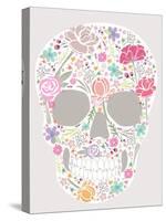 Skull From Flowers-cherry blossom girl-Stretched Canvas