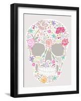 Skull From Flowers-cherry blossom girl-Framed Art Print