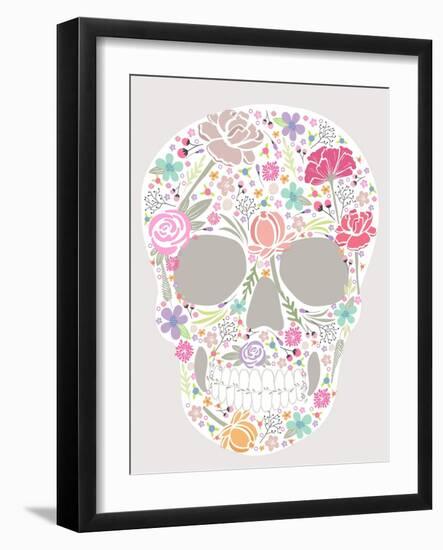 Skull From Flowers-cherry blossom girl-Framed Art Print