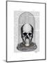 Skull in Bell Jar-Fab Funky-Mounted Art Print