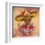 Skull in Sombrero with Flowers Day of the Dead-depiano-Framed Art Print