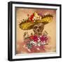 Skull in Sombrero with Flowers Day of the Dead-depiano-Framed Art Print