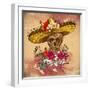 Skull in Sombrero with Flowers Day of the Dead-depiano-Framed Art Print