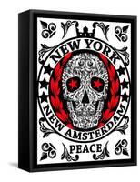 Skull New York Fun Man T Shirt Graphic Design-emeget-Framed Stretched Canvas