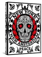 Skull New York Fun Man T Shirt Graphic Design-emeget-Stretched Canvas