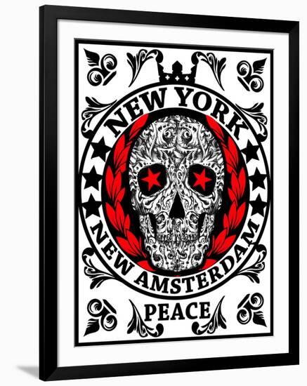 Skull New York Fun Man T Shirt Graphic Design-emeget-Framed Art Print