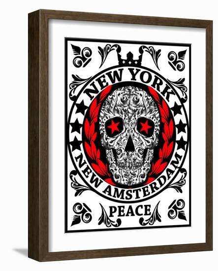 Skull New York Fun Man T Shirt Graphic Design-emeget-Framed Art Print