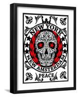Skull New York Fun Man T Shirt Graphic Design-emeget-Framed Art Print