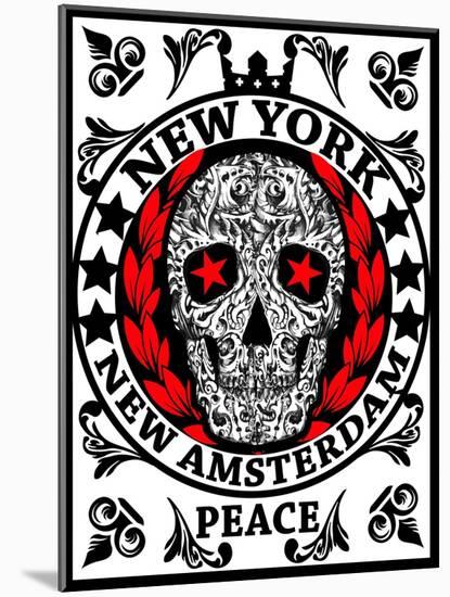 Skull New York Fun Man T Shirt Graphic Design-emeget-Mounted Art Print