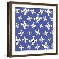 Skull Pattern Blue-Erin Clark-Framed Premium Giclee Print