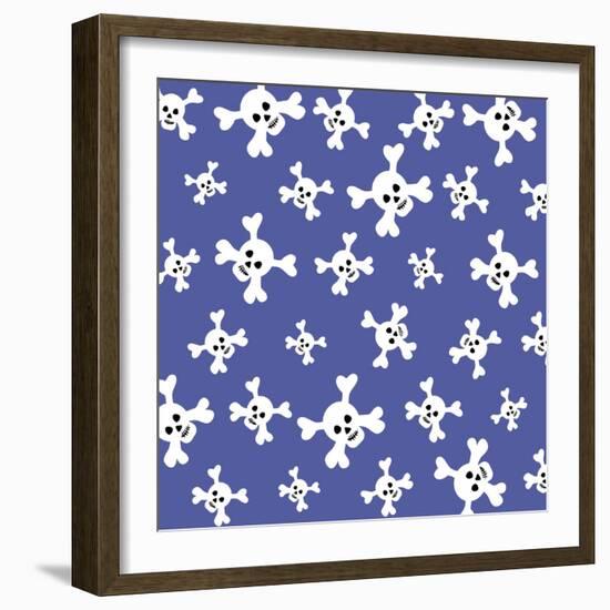 Skull Pattern Blue-Erin Clark-Framed Premium Giclee Print