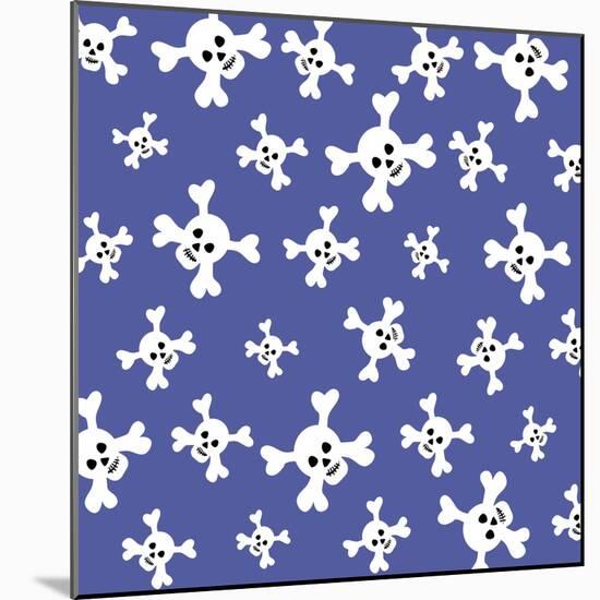 Skull Pattern Blue-Erin Clark-Mounted Premium Giclee Print