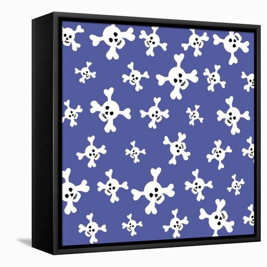 Skull Pattern Blue-Erin Clark-Framed Stretched Canvas