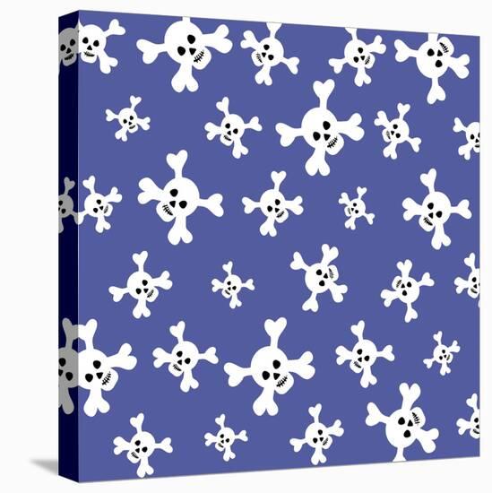 Skull Pattern Blue-Erin Clark-Stretched Canvas