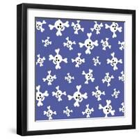 Skull Pattern Blue-Erin Clark-Framed Giclee Print