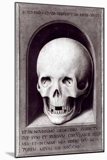 Skull, Right Hand Panel Reverse from the Triptych of Earthly Vanity and Divine Salvation, c.1485-Hans Memling-Mounted Giclee Print