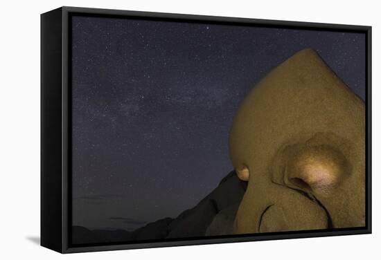 Skull Rock Lit Up at Night in Joshua Tree NP, California, USA-Chuck Haney-Framed Stretched Canvas