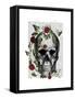 Skull Vines and Flowers-Fab Funky-Framed Stretched Canvas