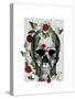 Skull Vines and Flowers-Fab Funky-Stretched Canvas