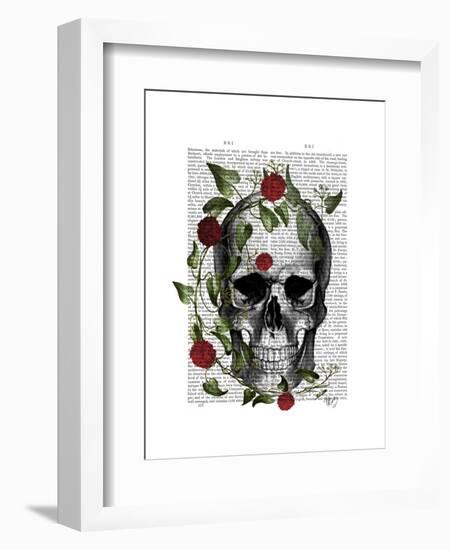 Skull Vines and Flowers-Fab Funky-Framed Art Print