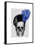 Skull with Blue Hat-Fab Funky-Framed Stretched Canvas