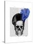 Skull with Blue Hat-Fab Funky-Stretched Canvas