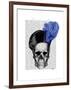 Skull with Blue Hat-Fab Funky-Framed Art Print