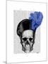 Skull with Blue Hat-Fab Funky-Mounted Art Print