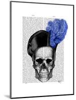 Skull with Blue Hat-Fab Funky-Mounted Art Print