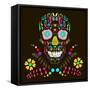 Skull with Floral Ornament 1.Vector Illustration.-AlisaRed-Framed Stretched Canvas