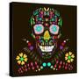 Skull with Floral Ornament 1.Vector Illustration.-AlisaRed-Stretched Canvas