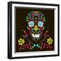 Skull with Floral Ornament 1.Vector Illustration.-AlisaRed-Framed Art Print