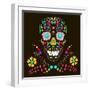 Skull with Floral Ornament 1.Vector Illustration.-AlisaRed-Framed Art Print