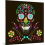 Skull with Floral Ornament 1.Vector Illustration.-AlisaRed-Mounted Art Print