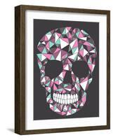 Skull With Geometric Pattern-cherry blossom girl-Framed Art Print