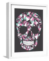 Skull With Geometric Pattern-cherry blossom girl-Framed Art Print