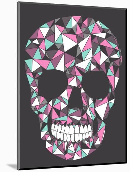 Skull With Geometric Pattern-cherry blossom girl-Mounted Art Print