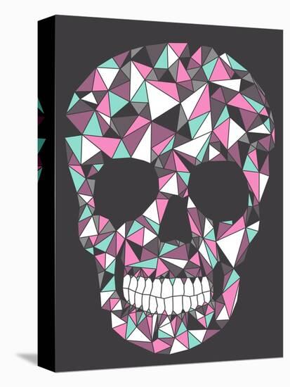 Skull With Geometric Pattern-cherry blossom girl-Stretched Canvas