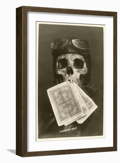 Skull with Pilots Cap and Goggles-null-Framed Art Print
