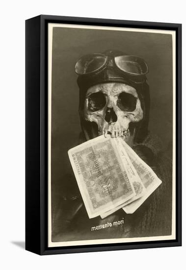 Skull with Pilots Cap and Goggles-null-Framed Stretched Canvas