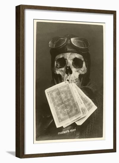 Skull with Pilots Cap and Goggles-null-Framed Art Print