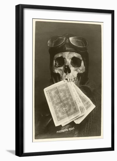 Skull with Pilots Cap and Goggles-null-Framed Art Print