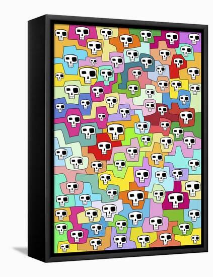 Skulls Pattern II-Miguel Balbás-Framed Stretched Canvas