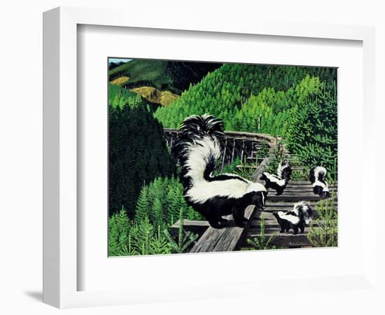 Skunk Family-Fred Ludekens-Framed Giclee Print