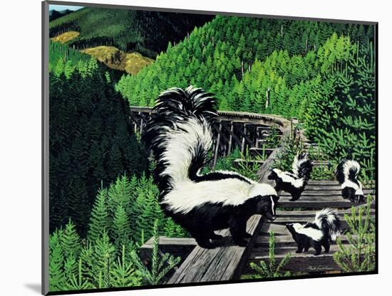 Skunk Family-Fred Ludekens-Mounted Giclee Print