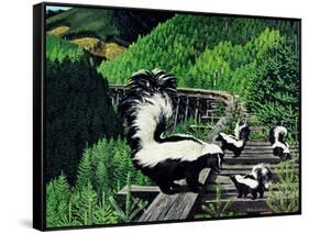 Skunk Family-Fred Ludekens-Framed Stretched Canvas