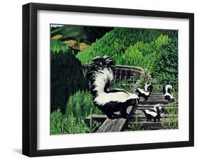 Skunk Family-Fred Ludekens-Framed Giclee Print