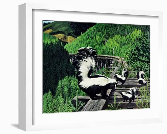 Skunk Family-Fred Ludekens-Framed Giclee Print