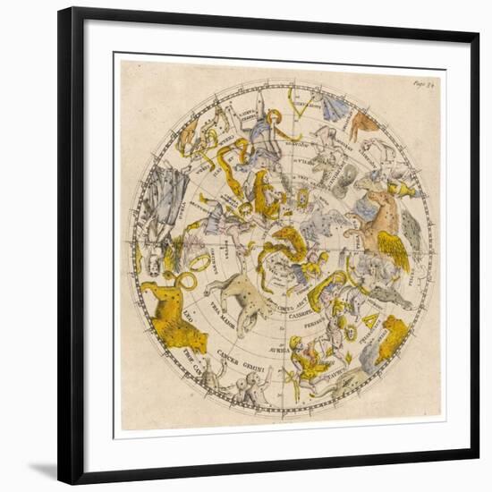 Sky Chart Showing the Signs of the Zodiac and Other Celestial Features-null-Framed Photographic Print