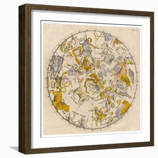 Sky Chart Showing the Signs of the Zodiac and Other Celestial Features-null-Framed Photographic Print